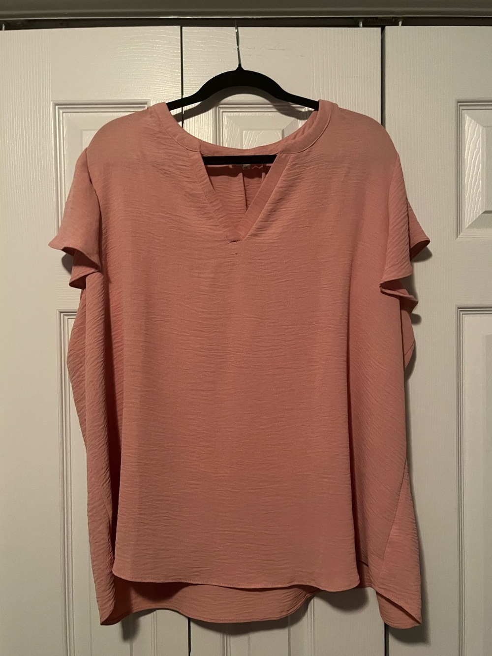 Maurices Dusty Rose V-Notch Flutter Sleeve Blouse